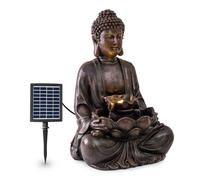Garden Fountain Outdoor Solar Buddha Sculpture Home DecoLED Light Polyresin 2.8W