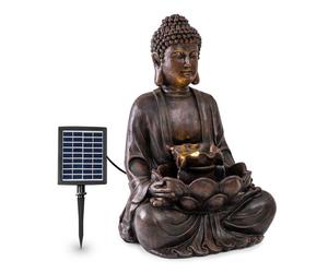 Garden Fountain Outdoor Solar Buddha Sculpture Home DecoLED Light Polyresin 2.8W