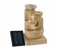 Garden Fountain Solar Outdoor Cascade Water Pump Decor 3W LED Sandstone Look