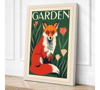 Garden Fox Vintage Canvas Wall Art Print 30x20 Inch | Cream