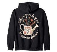 Garden Friends Women Boho Wildflower Can Spring Zip Hoodie