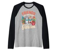 Garden Friends Women Retro Cat Plant Besties Spring Raglan Baseball Tee