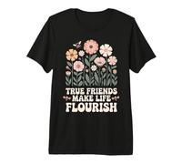 Garden Friends Women Retro Wildflower Bee Flourish Spring Premium T-Shirt