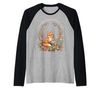 Garden Friends Women Vintage Fox Rabbit Spring Flowers Raglan Baseball Tee