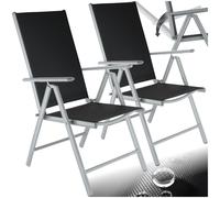 Tectake 2 Folding Aluminium Garden Chairs Silver