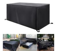 Garden Furniture Cover 260x120x90cm Heavy Duty 420D Oxford Fabric Waterproof Windproof Anti-UV Patio Table Chairs Covers, Square/Rectangular Black
