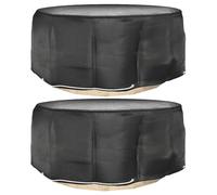 Garden furniture cover Ø260x90cm Black PE with 10 Aluminium Eyelets Rope outdoor