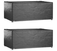 Garden Furniture Cover 2pc Black Polyethylene 180x122x75cm 8 Eyelets Heavy-Duty