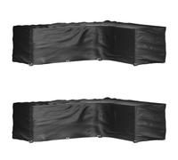 Garden Furniture Cover L-Shaped Black PE/Aluminium 260x210x80 cm 12 eyelets rope