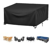 Garden Furniture Cover Waterproof, 190x100x90cm, Patio Set Cover, Garden Table Cover, Rectangular Garden Table Covers, Waterproof, Windproof, Anti-UV Outdoor Table Cover (Black)