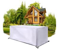Garden Furniture Covers 145x80x70cm/LxWxH Rectangular Patio Furniture Cover Waterproof Table Covers 420D Oxford Furniture Cover Windproof Anti-UV for Chair Table Outdoor Rattan Sofa Cover Silver