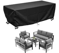 Garden Furniture Covers Black Large Patio Rattan Sofa Table Chair Set Cover Waterproof 420D Heavy Duty Oxford Fabric Windproof Rectangular Outdoor Furniture Set Covers 230x210x100cm(LxBxH)