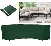 Garden Furniture Covers COOSOO Outdoor Patio Sectional Curved Sofa Protector Covers Waterproof Heavy Duty 420D Oxford Fabric Half-Moon Sofa Sets Windproof Anti-UV (Green, 483x110x92cm/90x43x36in)