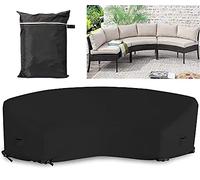 Garden Furniture Covers COOSOO Outdoor Patio Sectional Curved Sofa Protector Covers Waterproof Heavy Duty 420D Oxford Fabric Half-Moon Sofa Sets Windproof Anti-UV (Black, 305x99x91cm/120x39x36in)