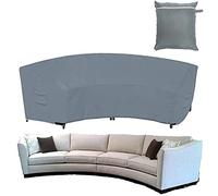 Garden Furniture Covers COOSOO Outdoor Patio Sectional Curved Sofa Protector Covers Waterproof Heavy Duty 420D Oxford Fabric Half-Moon Sofa Sets Windproof Anti-UV (Grey, 305x110x91cm/120x43x36in)