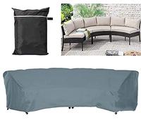 Garden Furniture Covers COOSOO Outdoor Sectional Curved Sofa Protector Covers waterproof for Half-Moon Couch Sets Sofa Furniture Cover Dustproof Windproof Anti-UV (305×110×91cm/120×43×36in, Gray)