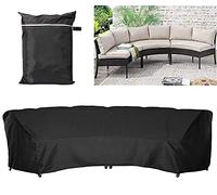 Garden Furniture Covers COOSOO Outdoor Sectional Curved Sofa Protector Covers waterproof for Half-Moon Couch Sets Sofa Furniture Cover Dustproof Windproof Anti-UV (483×110×92cm/190×43×36in, Black)