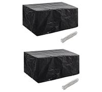 Garden Furniture Covers, Pack of 2, 180 x 140 cm, Black, Weatherproof, UV-Resistant, Tear-Resistant, with 8 Aluminium Eyelets and Mounting Rope for Patio, Balcony, Lounge and Outdoor Protection