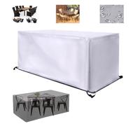 Garden Furniture Covers Rectangular, 220x70x60cm Silver Patio Set Cover Waterproof, 600D Heavy Duty Oxford Fabric Patio Furniture Covers for Garden Furniture, Outside Table Set Windproof, Anti-UV