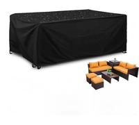 Garden Furniture Covers Waterproof,155x75x63cm Oxford Fabric Outdoor Sofa Cover Windproof Sunproof Drawstring Buckle for Garden Sofa, Table and Chair Set (Black, Rectangular)