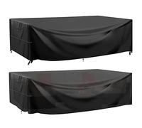 Garden Furniture Covers Waterproof, 230X165X80cm Oxford Fabric Outdoor Sofa Cover Windproof Sunproof with Handle Strap Drawstring Buckle for Garden Sofa, Table and Chair Set (Black, Rectangular)