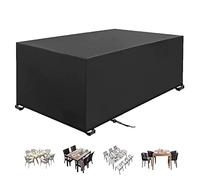 Garden furniture covers waterproof 250x170x75cm black Rectangular/Square Patio Table Cover 420D Heavy Duty Oxford Windproof, Anti-UV, Tear-Resistant with 4 Windproof Buckles Garden Table Cover