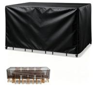 Garden Furniture Covers Waterproof Rectangular/Square 130x70x95cm Silver Coating 210D Outdoor Patio Table Rattan Furniture Rain Cover UV Resistant, Windproof Drawstring