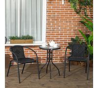 OUTSUNNY 3 Pieces Garden Furniture Set with 2 Stackable Chairs, Black Outsunny Black