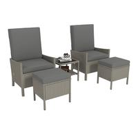 Garden Furniture Set 5pc Dark Grey PE Rattan Steel Frame, High Back 60x69x110cm