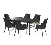 Garden Furniture Set 6-Seater Cream PE Rattan Steel Polyester 150x90cm Table 6pc