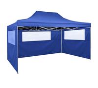 Garden Furniture Set Foldable Tent with 3 Walls 3x4.5 m Blue