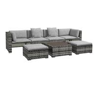 Garden Furniture Set Mixed-Grey 7pc PE Rattan Steel Yarn-Dyed Cushions 75x75cm