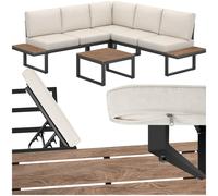 Garden Furniture Set Outdoor Corner Sofa Coffee Table Side Shelves Cushions