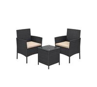 Garden Furniture Set with Coffee Table, Black + Taupe