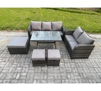 Garden Furniture Sets 6 Pieces Wicker Rattan Furniture Manual Wicker Patio Sofa Patio Conversation Set Dark Grey Mixed Fimous Dark Grey One Size
