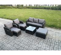 Garden Furniture Sets Wicker Rattan Furniture Patio Sofa Sets with Reclining Chair Dark Grey Mixed Fimous Dark Grey One Size