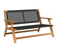Bench Solid Acacia Wood Black & White 122 x 78 x 73 cm Outdoor Garden 2 Seaters