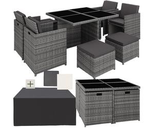 Garden Furniture Table and Chairs Rattan Set Patio Aluminium Dining Cube 8 Seats