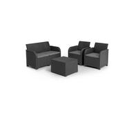 Garden furniture with storage box - in resin - Allibert by KETER - 4 people - SanRemo - Graphite gray