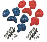 Garden Games Coloured Climbing Stones Mega Pack - 10 heavy duty climbing foot holds for tree house/climbing frame (Red & Blue)