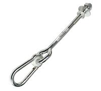 Garden Games Swing Hooks Heavy Duty M12 Swing Hanger Bolts with Carabiner Clips to Hang Swing Accessories or Swing Seats from a Climbing Frame or Swing Frame (Single)