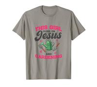 Garden Gardener - This Girl Runs On Jesus And Gardening T-Shirt