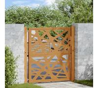Garden Gate 100 x 100 cm Corten Steel, Robust Weatherproof Design, Lockable, for Garden, Patio and Yard, Includes Posts and Accessories