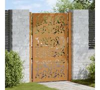 Garden Gate 100x125 cm Weathering Steel Leaf Design, Laser-Cut Metal Entry with Lockable System, Durable Outdoor Security Fence Gate for Driveway