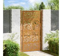 Garden Gate 100x175 cm Weathering Steel, Laser-Cut Leaf Design, Lockable Security for Driveway and Garden Fence
