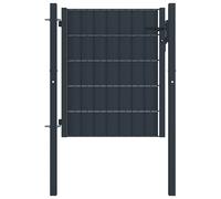 Garden gate 100x81cm Anthracite PVC Steel Lockable Posts 131cm 3 keys Adj97-102