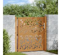 Garden Gate 105x105 cm Weathering Steel Leaf Design Berkfield Home Brown One Size