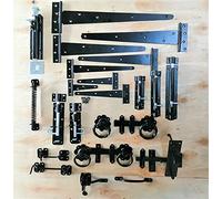 Garden Gate Accessories Metal Fixing Latch T Hinges Spring Closer Bolt Black (18" T-Hinge (Pair))