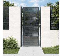 Garden Gate Anthracite Steel 105x125cm Adjustable 104-106cm Lockable Secure Mesh