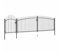 Garden Gate Black 5x2m Powder-Coated Steel Arched Top Lockable Woerden 3-Post HD